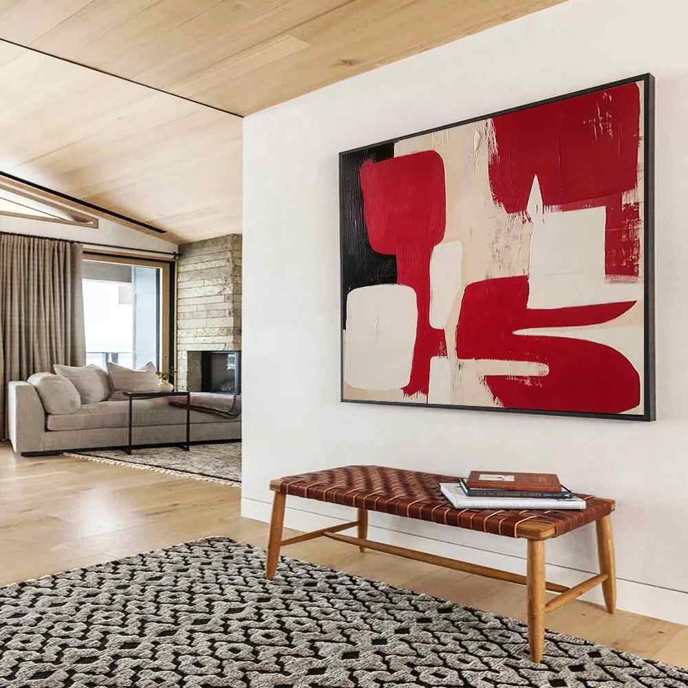 White Hand-painted Room Bold Abstract Canvas Artwork 6PDDH